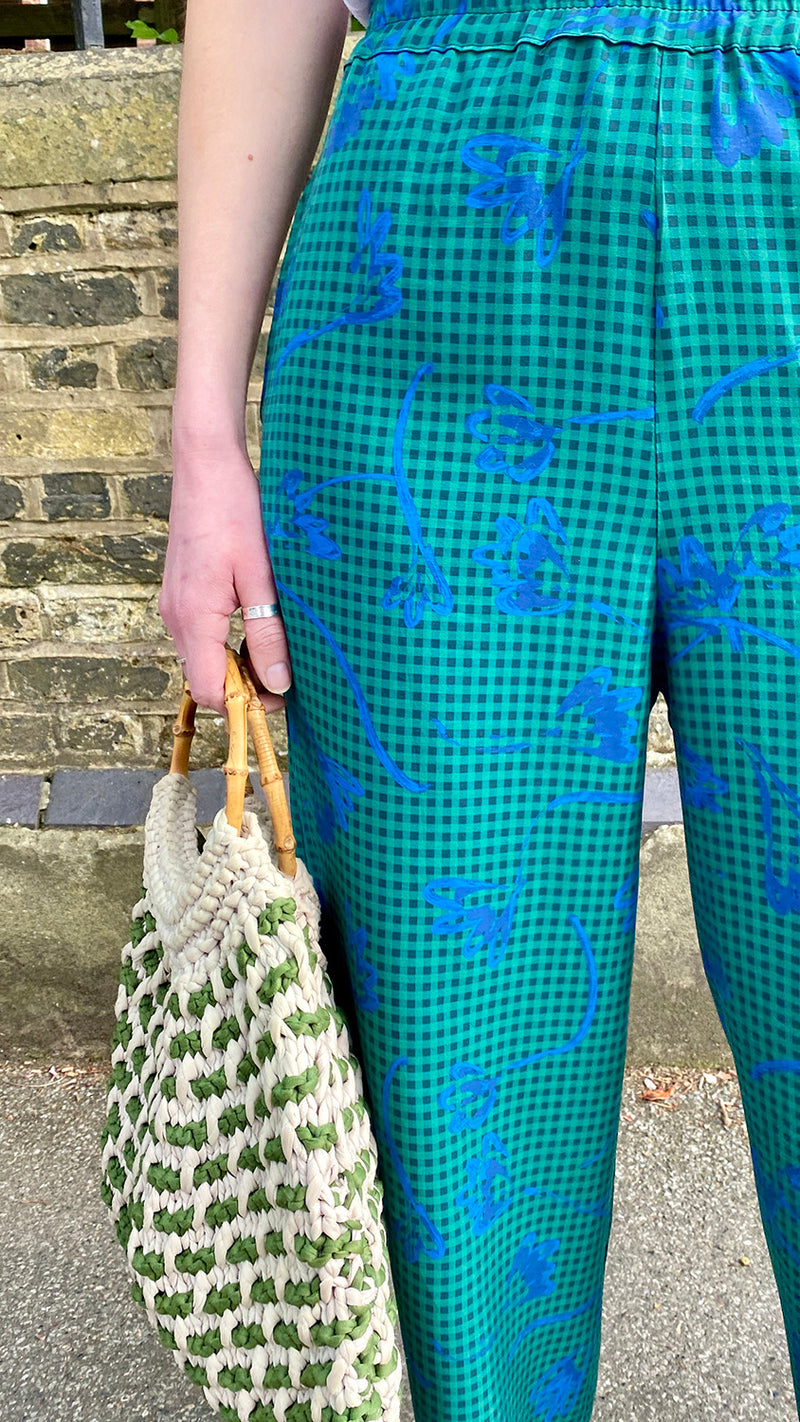 Posey Trouser in Green Geo Blooms Print by Katrina & Re