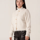 Gerry Alpaca Cropped Cardigan in White