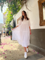 Chikankari-Embroidered Maxi Dress in Jasmine by Dilli Grey