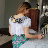 Mexican Blouse in Yellow & Grey by Arifah Studio