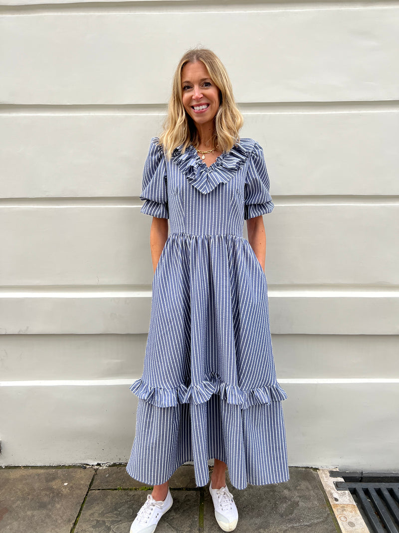 Rosalie stripe ruffle sales dress