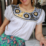 Mexican Blouse in Yellow & Grey by Arifah Studio