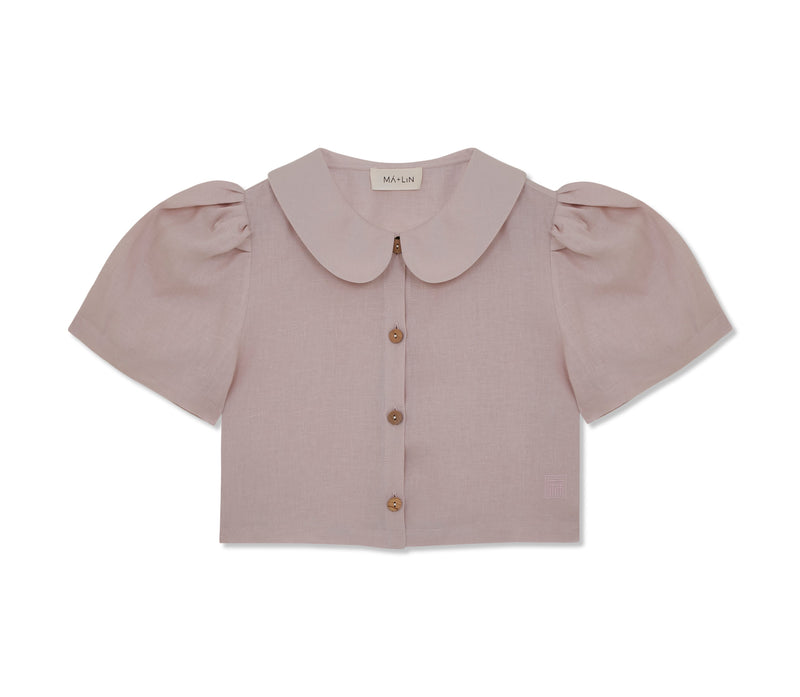 Linen Cropped Blouse in Primrose by Ma+ Lin