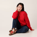 Red cropped roll neck jumper made from soft wool cashmere blend