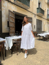 Chikankari-Embroidered Maxi Dress in Jasmine by Dilli Grey
