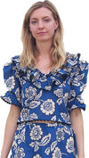 The Iris Blue Floral Scalloped Top by The Wellworn