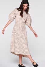 Harlin Curve Sleeve Dress in Beige by Aligne