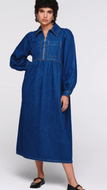 Gabriella Denim Mid Wash Midi Dress by Aligne