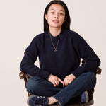 Amy High Neck Cropped Jumper in Navy by Porridge Knitwear