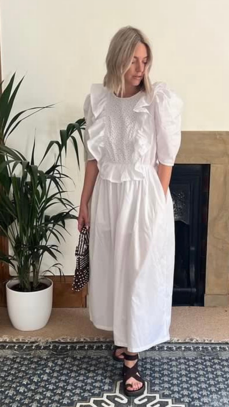 White Cotton Gauze Dress by Onesta X Percy Langley