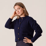 Gerry Alpaca Cropped Cardigan in Inky Blue