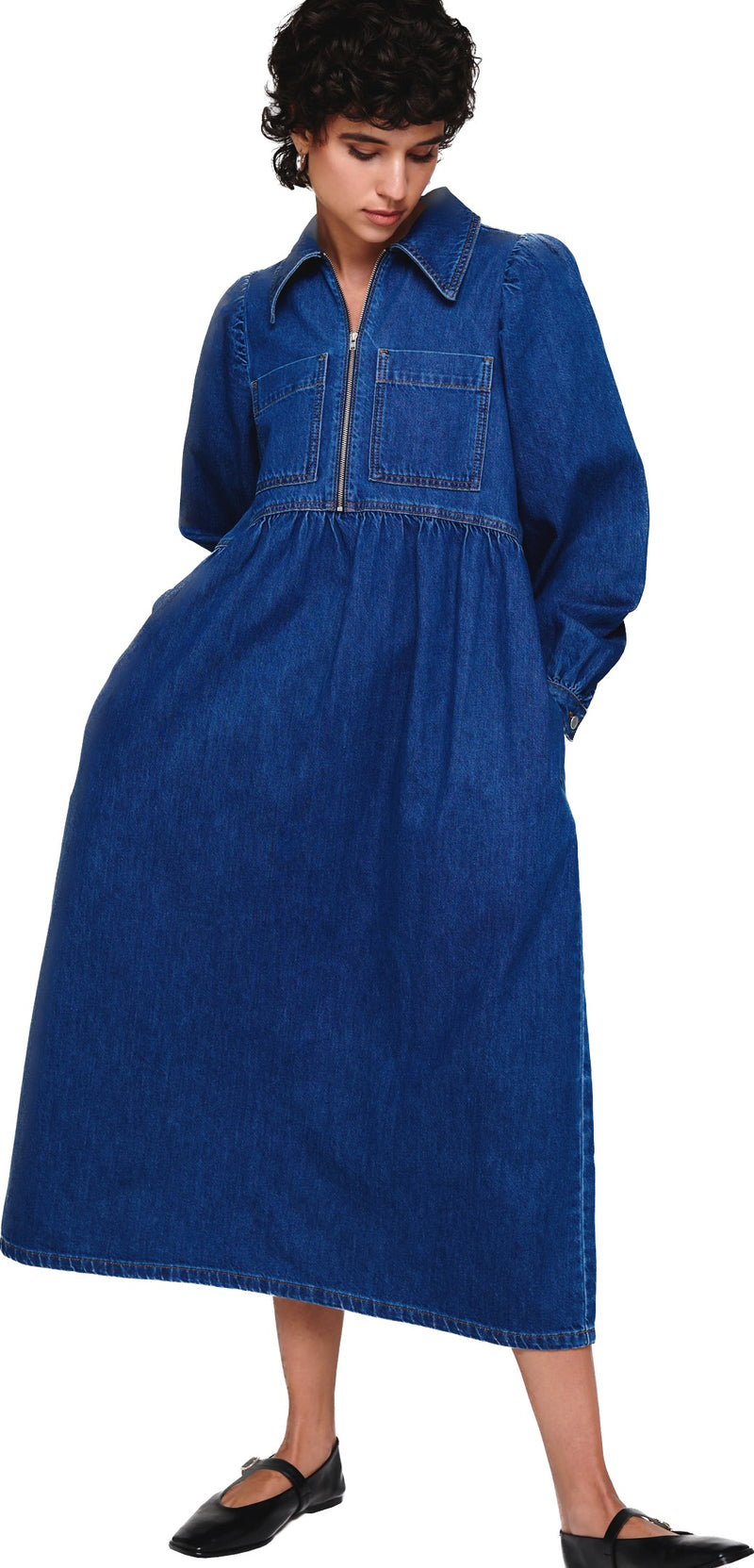 Gabriella Denim Mid Wash Midi Dress by Aligne