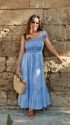 Yasmin Striped Smocked Sundress in Blue by Dilli Grey