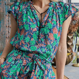 Batik Blouse in Turquoise by Arifah Studio