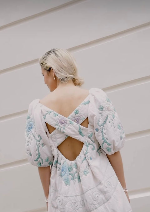 Fayette Midi Dress with Quilted Appliqué by Freya Simonne