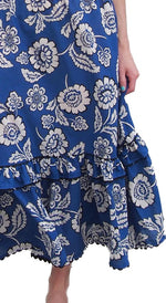 Rosa Blue Floral Skirt by The Well Worn