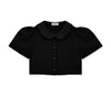 Linen Cropped Blouse in Black by Ma + Lin