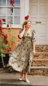 Conversational Print Square Neck Dress by The Well Worn
