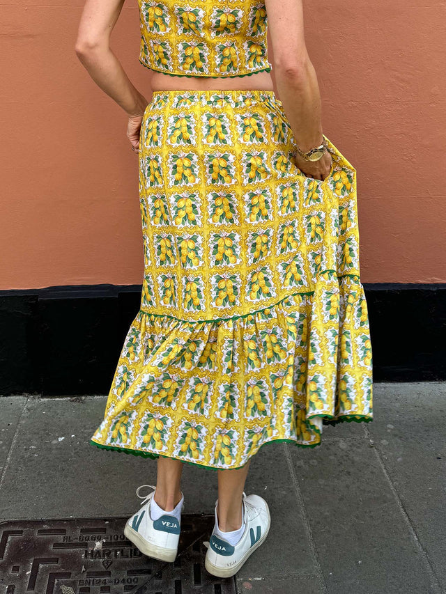 Rosa Skirt in Lemon Print by The Well Worn