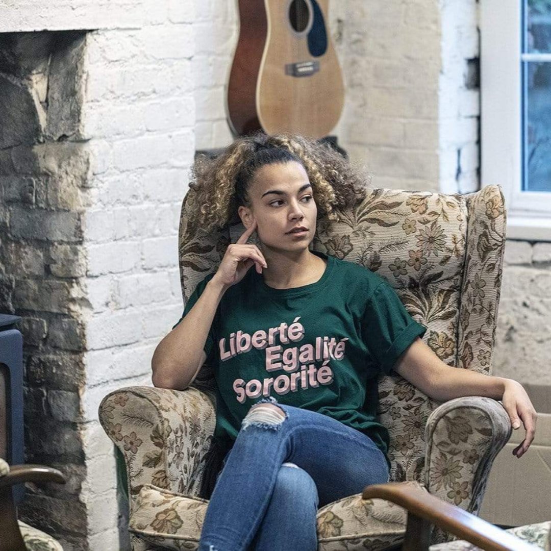 Liberté, Egalité, Sororité Forest Green T-Shirt Black & Beech