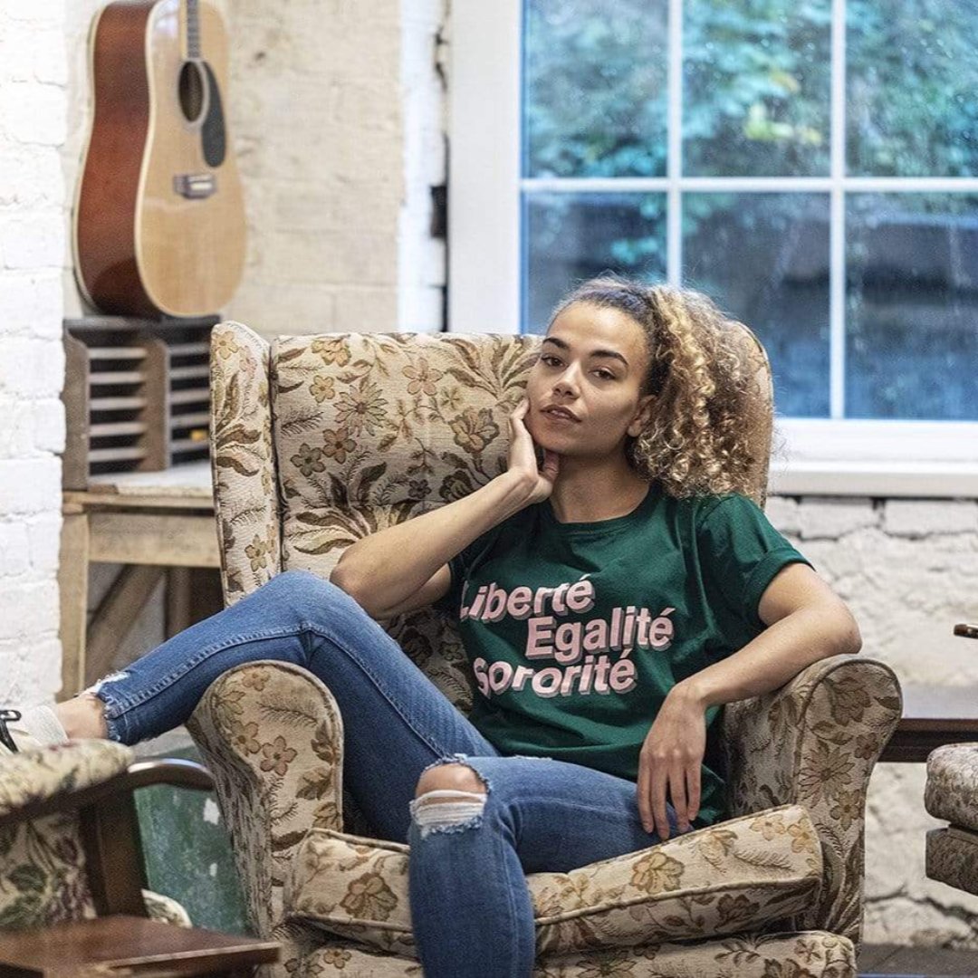 Liberté, Egalité, Sororité Forest Green T-Shirt Black & Beech