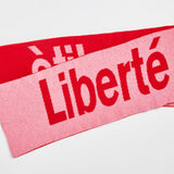 Liberté Egalité Sororité Lambswool Feminist Slogan Scarf in French Rose & Rouge Scarves Black & Beech
