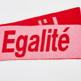 Liberté Egalité Sororité Lambswool Feminist Slogan Scarf in French Rose & Rouge Scarves Black & Beech
