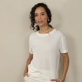 Ivory Luxe Silk Knitted T-Shirt