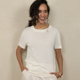 Ivory Luxe Silk Knitted T-Shirt
