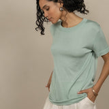 Mint Luxe Silk Knitted T-Shirt