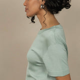 Mint Luxe Silk Knitted T-Shirt
