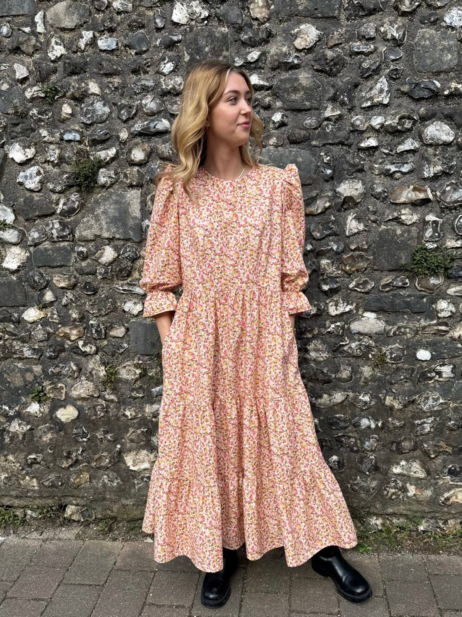 Sustainable style – The Grace Dress in Confetti Print, crafted from 100% deadstock cotton and designed for timeless wear.
