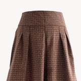 The Dune Cotton Midi Skirt in Herringbone Check