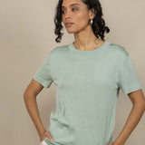 Mint Luxe Silk Knitted T-Shirt