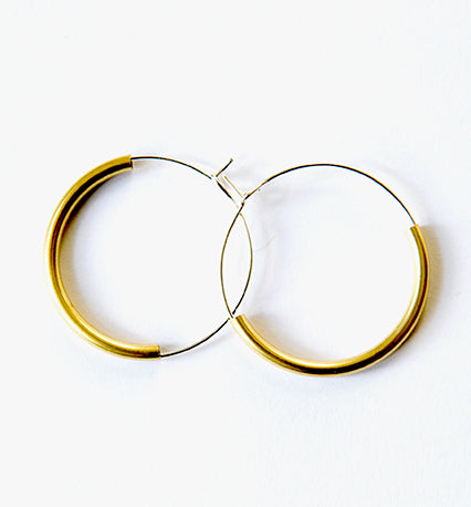 Silver Hoops And Gold Plated Brass Curves by Brass And Bold