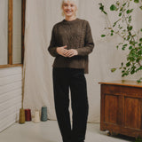 Freyja British Wool Cable Sweater in Peat