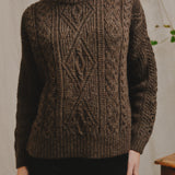 Freyja British Wool Cable Sweater in Peat