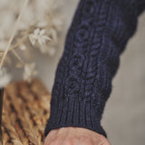 Freyja British Wool Cable Sweater in Navy