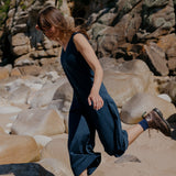 Mori Merino Fine Knit Wool Jumpsuit in Indigo