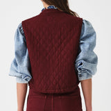 Pablo Quilted Denim Vest in Mulberry