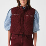 Pablo Quilted Denim Vest in Mulberry