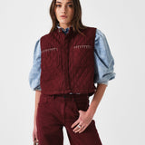 Pablo Quilted Denim Vest in Mulberry