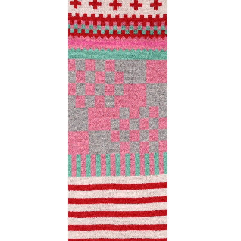 Patchwork Lambswool Scarf in Bubblegum Rouge & Opal Scarves Black & Beech