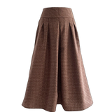 The Dune Cotton Midi Skirt in Herringbone Check