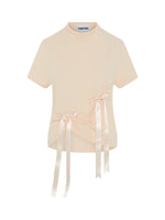 Women's Blush T-Shirt With Bows | Blossom Bow Top | Fanfare