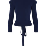 Women's Navy Top With Shoulder Pads | Organic Cotton | Fanfare