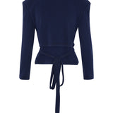 Women's Navy Top With Shoulder Pads | Organic Cotton | Fanfare