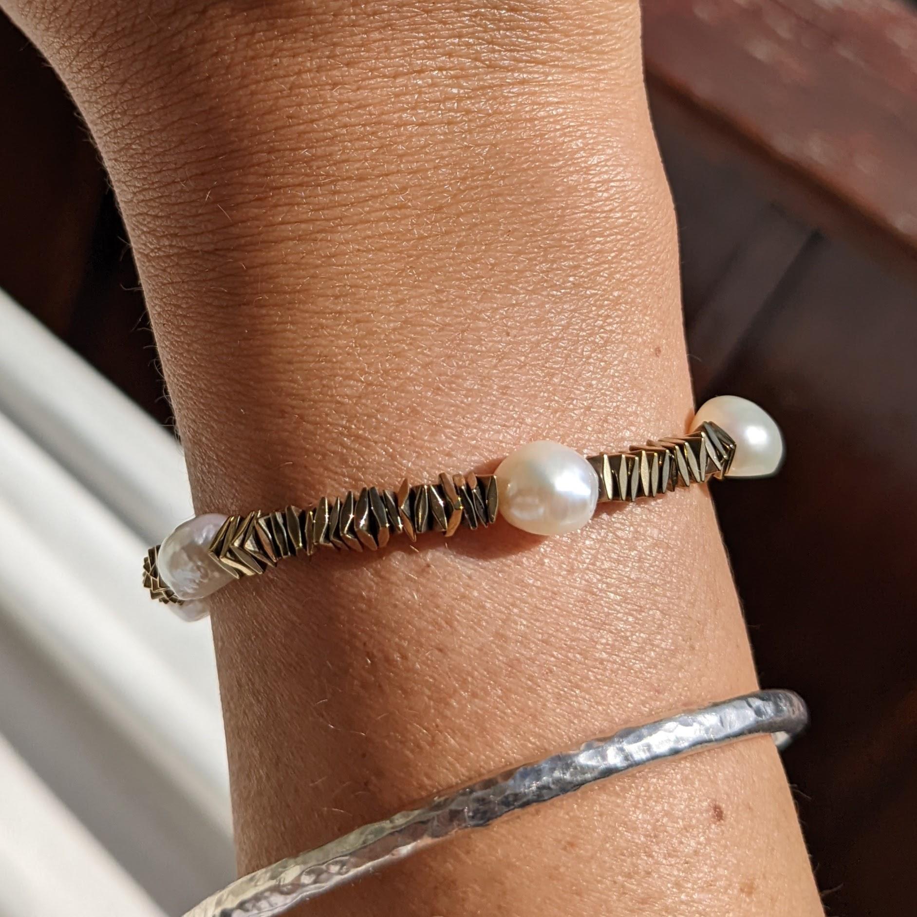 Chunky Gold Hematite Pearl Spacer Bracelet Bella Riley – Percy