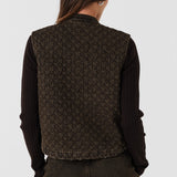 Pablo Quilted Denim Vest in Houndstooth Cacao