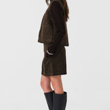 Pablo Quilted Denim Vest in Houndstooth Cacao